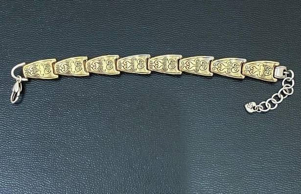 Brighton Retired Vintage  2-tone Gold & Silver Rhinestone Ornate Link Bracelet