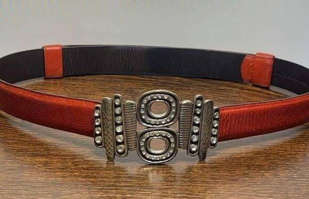 Chico's , leather silver jeweled slide fit belt size small/medium ￼