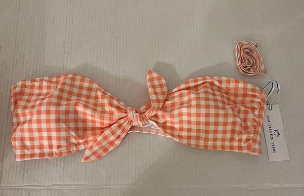 Southern Tide  Swim Top Conch Shell Gingham Bandeau Bikini Top Sz XL NWT w/Straps