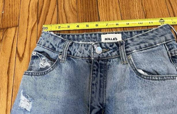 Rolla's  Miller Skinny Mid Rise Light Wash Ripped Knee Distressed Fitted Jeans