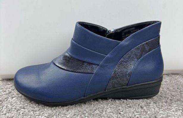 Comfort View Jolene Boots Womens 9M Navy Blue Short Bootie Winter Shoe 3" Shaft