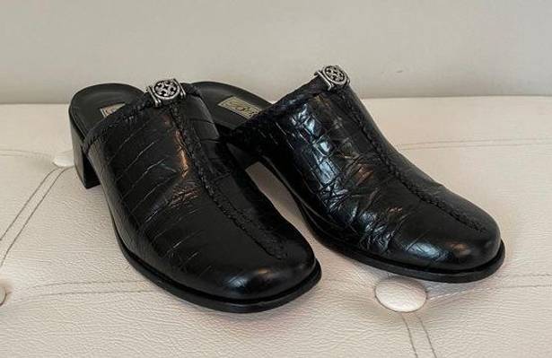 Brighton  Faith Black Leather Clogs Sz 6.5