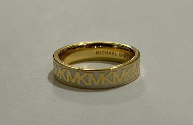 Michael Kors Gold-Tone Brass Logo Band Ring Size 8