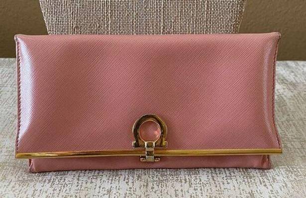 Salvatore Ferragamo  Blush Pink Calf Leather Continental Wallet w/Box and Card