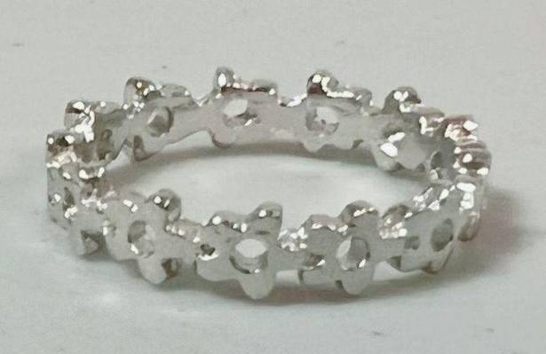 Daisy Silver  Flower Floral Cut-Out Band Ring Jewelry Size 7 🌸