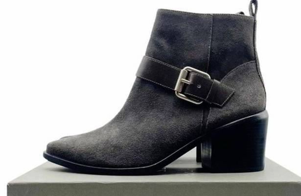 ALLSAINTS NIB  Jason Boot Charcoal Gray Suede Buckle Ankle Bootie Women’s Size 9