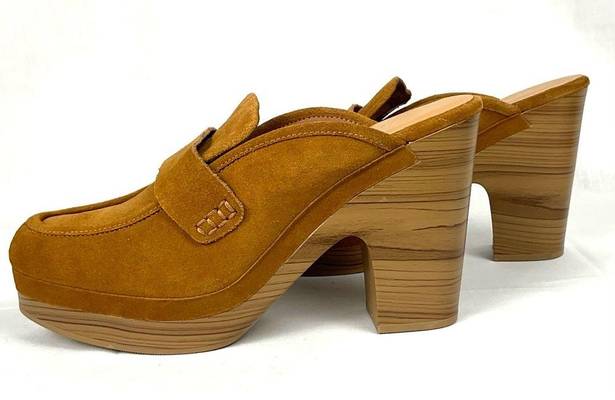 Splendid  Vina Suede Clog Honey Brown Platform Mule Loafers Sz 9.5 New Chunky