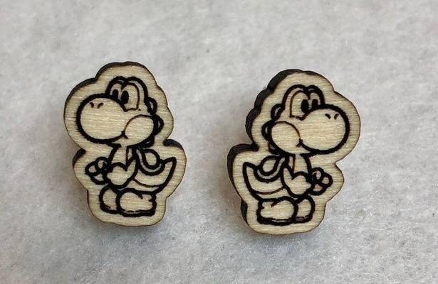 Nintendo Yoshi Wooden Stud Earrings