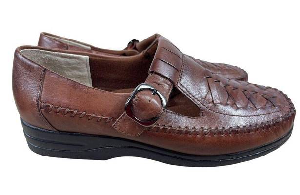 Life Stride  Studio 8.5W Leather Weave Comfort Slip On Loafer Shoes