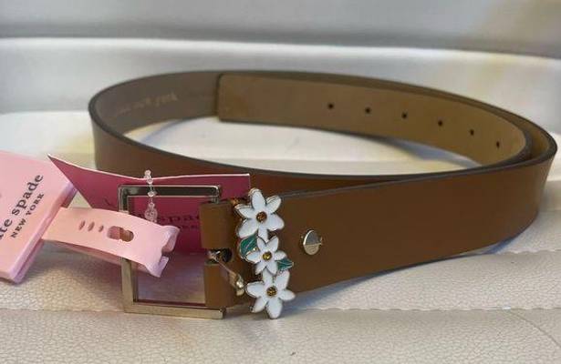 Kate Spade  32 mm Daisy Loop Belt Brown Leather NEW