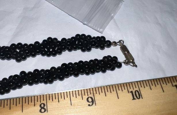 Onyx Vintage Black  Coral & Jade Bead Necklace