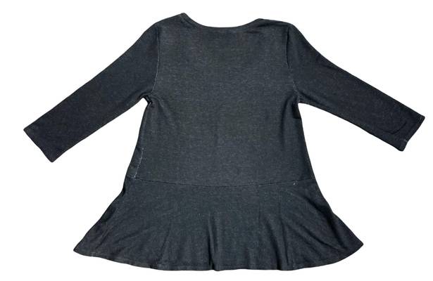 Modcloth 3/4 sleeve jersey knit peplum top black size medium