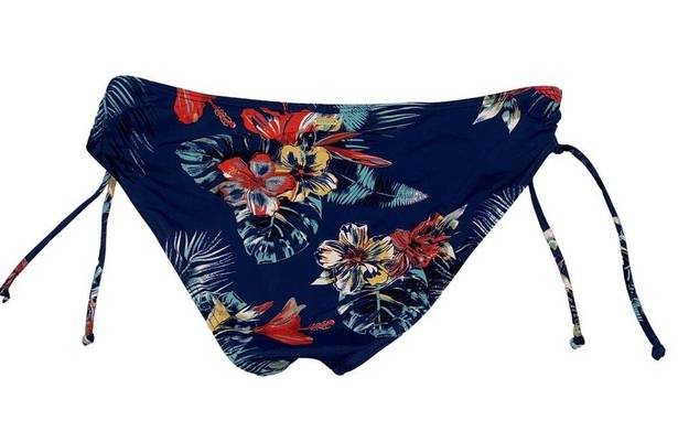 Roxy  Blue Tropical Hawaiian Floral Swim Bathing Suit Bottoms Women's Size Large