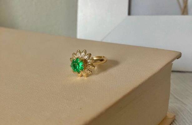 American Vintage Vintage “Eurydice” Green Gold Adjustable Cocktail Ring Sunburst Emerald Femme Classic