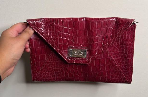 Nine West  clutch shoulder bag removeable strap wine red animal print adjustable