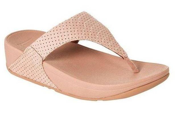 FitFlop  Lulu Perf Croco-Embossed Leather Toe-Post Thong Sandal Women’s Sz 10