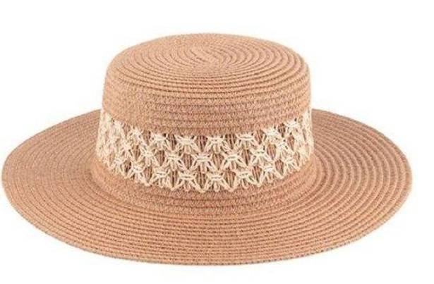 Riah Fashion  Panama Weave Brim Brown Beach Vacation Festival Straw Hat