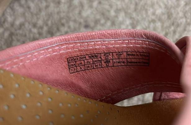 UGG  Pink Leather Criss Cross Mule Wedge Sandals Women's 7.5