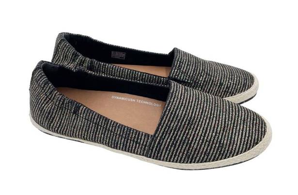 FitFlop  Siren Glitter Stripe Espadrille Slip On Wedge Sandals Women's Size 6.5