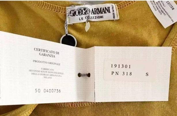 Giorgio Armani  Italian Relaxed Tank Top Yellow Cotton Mustard Scoop Neck Sm NWT