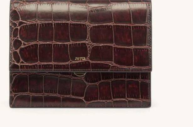 JW Pei  Mini Flap Crossbody Bag Brown Croc Embossed