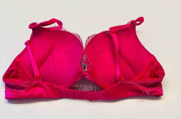 Victoria's Secret  Bombshell Plunge Super Push Up Bra Lace 36A add 2 Cups Pink