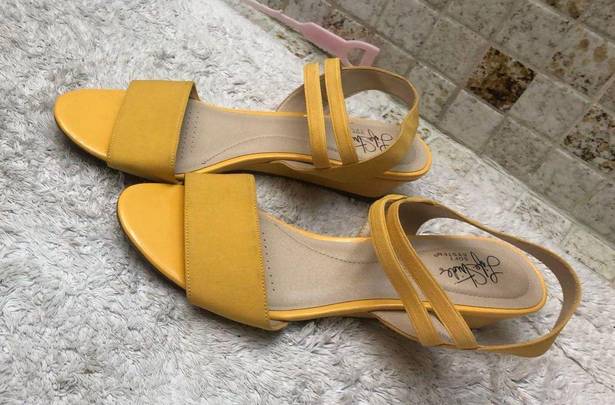 Life Stride Yellow Wedge Sandals