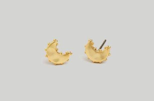 Madewell NWT  Dotted Moon Stud Earrings Vintage Gold