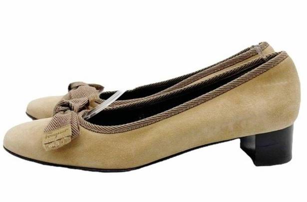 Salvatore Ferragamo  Boutique Italy Tan Suede Flat Block Heel Loafer Size 8 AA