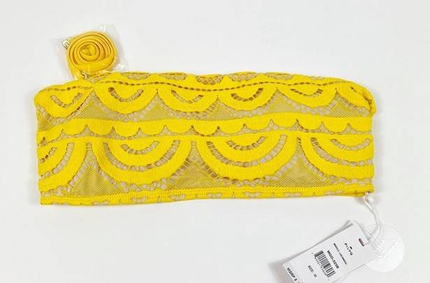 PilyQ  Lace Marigold Yellow Bandeau Bikini Top Revolve Size Medium M NWT