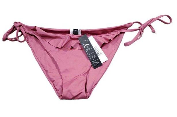 Mulberry Soluna Tie Side Hipster Swim Bikini Bottom  Pink Half Moon Fit Medium