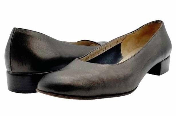 Salvatore Ferragamo  Shoes Bronze Italian Leather Square Toe Flats Women’s Size 9