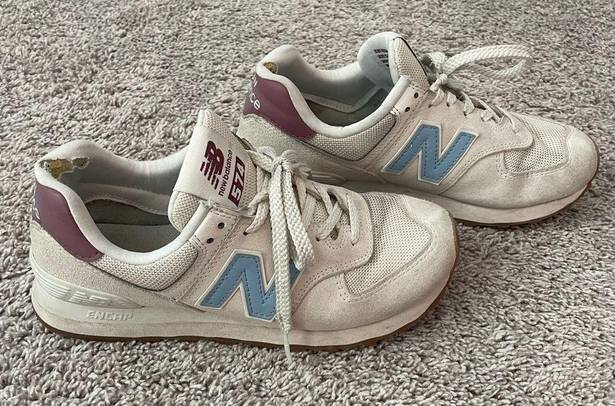 New Balance  574 Beige Baby Pink Ecru Blue