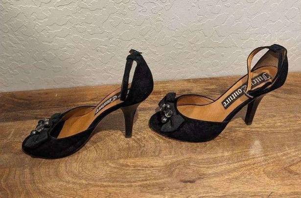 Juicy Couture  black velvet peep toe heels 8.5