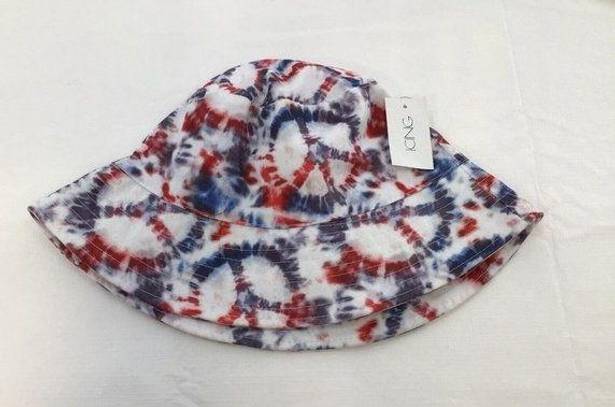 Icing The  Peace Sign Symbol Red White Blue Tie Dye Womens Bucket Hat