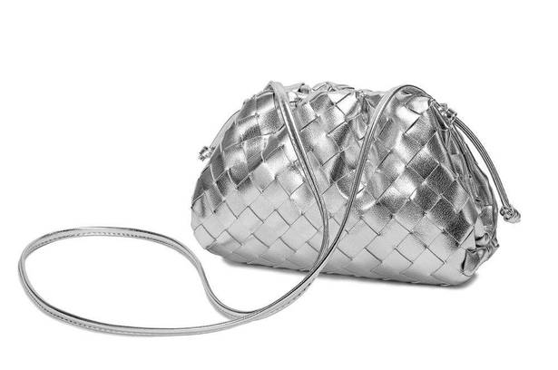 ZARA Full Grain Woven Pouch/ Shoulder/ Clutch Bag - silver