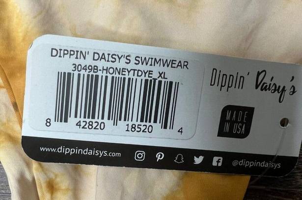 Daisy NWT Dippin 's Honey Marble Tie Dye Bikini Bandeau Thong Golden Yellow XL