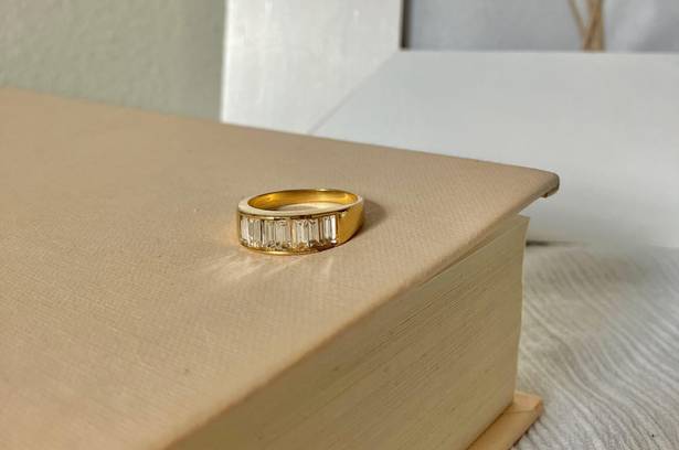 Vintage “Perseverance” Gold Baguette Diamond Ring 6 Classic Feminine Stacking