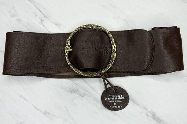 Chico's  Wide Brown Genuine Leather Boho Belt Size Medium M Womens