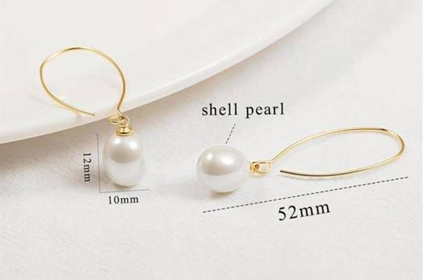 18K Gold Filled Long Dangle Pearl Earrings For Women