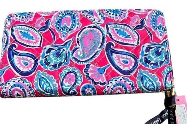 Simply Southern NWT  Women's Paisley Zip‎ Up Wallet One Size Blue/Pink