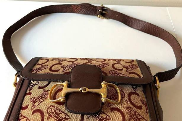 CELINE  Horsebit Carriage Brown Leather Shoulder Bag