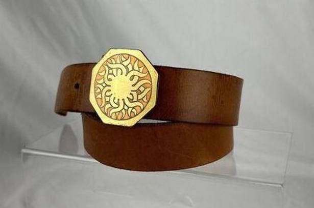 Twisted Vintage Horizon Brass Copper  Sun Belt Buckle M Medium Brown Leather Belt