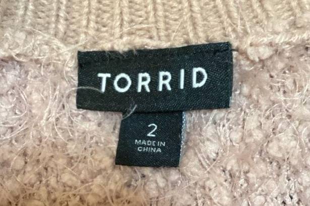 Torrid EUC  Popcorn Pullover Drop Shoulder Pink Striped‎ Sz 2 - #866