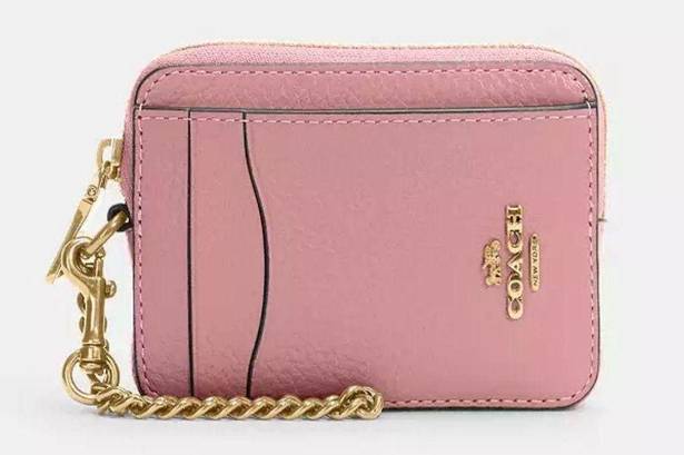 Coach NWT  ZIP LEATHER CARD CASE/ MINI WALLET/ WRISTLET 6303 IM/TRUE PINK