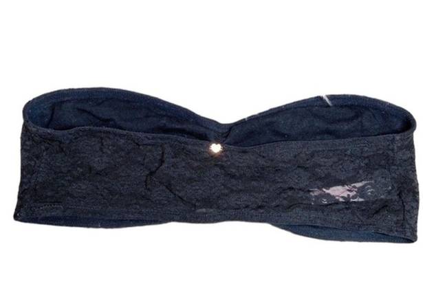 PINK - Victoria's Secret PINK VICTORIA’S SECRET BLACK STRETCH LACE BANDEAU STRAPLESS BRA TOP M