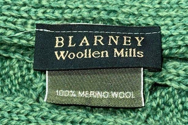 Blarney Woolen Mills One Size Green Chunky Merino Wool Wrap Sweater Poncho