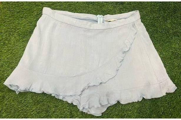 Altar'd State  Light Blue Ruffle Faux Wrap Boho Mini Skort Size Large