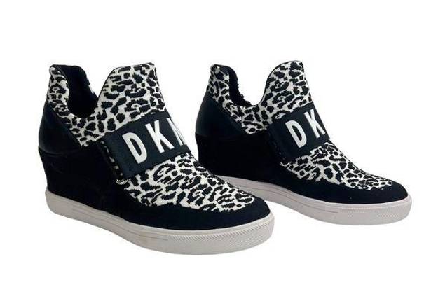 DKNY  Cosmos Black & White Animal Print Hidden Wedge Sneakers