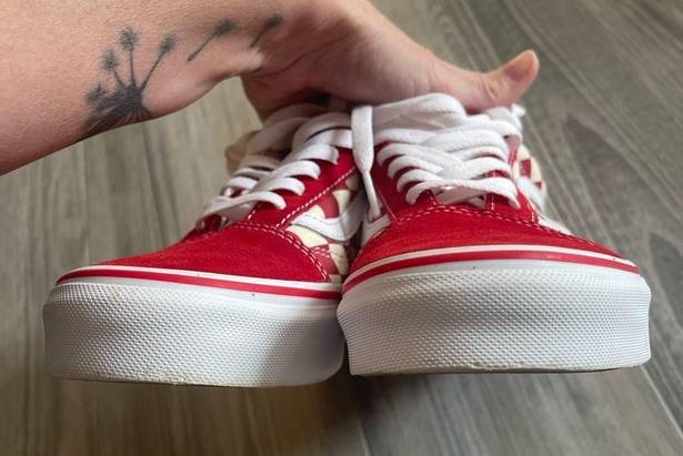 Vans Old Skool Checkerboard Red & White Size 7